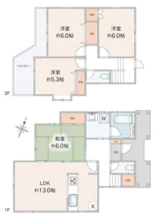 埼玉県北本市中丸1【一戸建】の間取り
