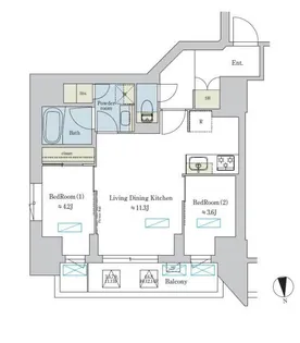 BRILLIA IST 浅草【7階】の間取り