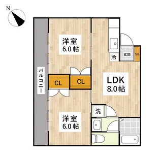 グランデュール健軍【2階】の間取り