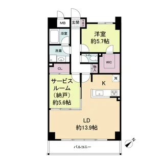 レジディア玉造【11階】の間取り