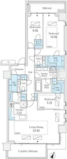 パークコート一番町【7階】の間取り