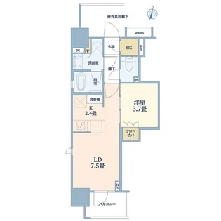 オープンレジデンシア清澄白河【9階】の間取り