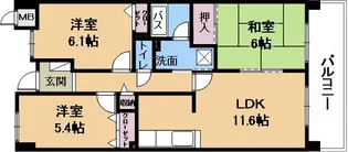バウムドルフ【3階】の間取り