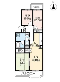 UR大山田松ノ木【3階】の間取り