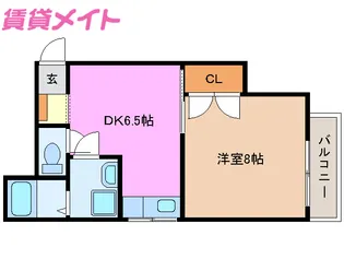 シャトレ美里ヶ丘 B棟【1階】の間取り