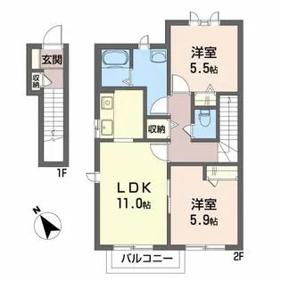 アネシス南光台東【2階】の間取り