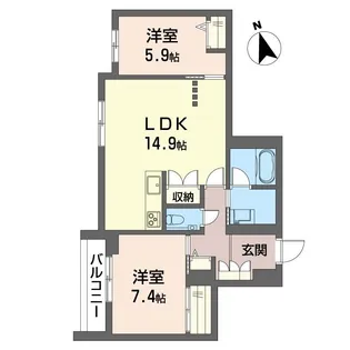 アンムート戸越公園【1階】の間取り