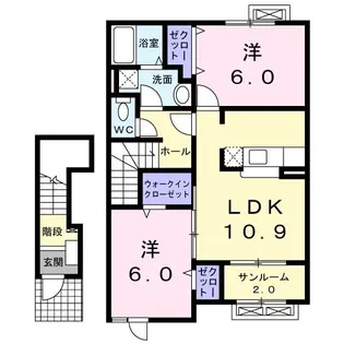 サンライズ 2番館【2階】の間取り