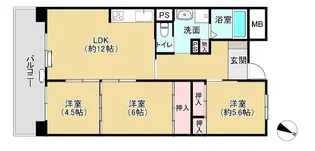姫路東夢前台住宅・鉄筋9号棟【5階】の間取り