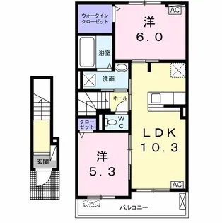 ルディック・ダムールII【2階】の間取り
