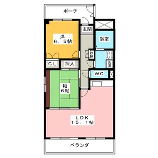 2LDKの間取り画像