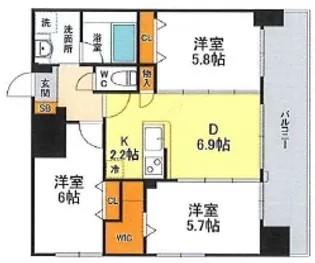 サムティレジデンス平和大通り【15階】の間取り