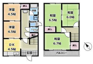京都府京都市山科区御陵山ノ谷【一戸建】の間取り