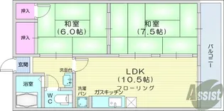 ピースフル石川【2階】の間取り