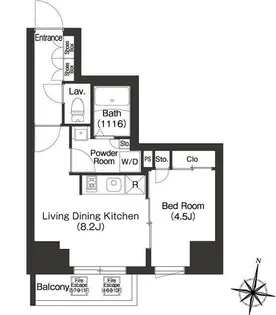 ミリアレジデンス広尾【8階】の間取り
