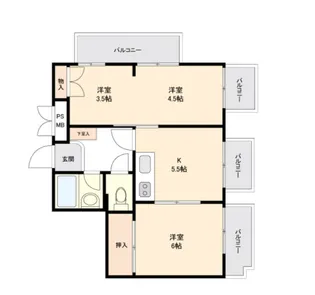 セザール中落合【4階】の間取り