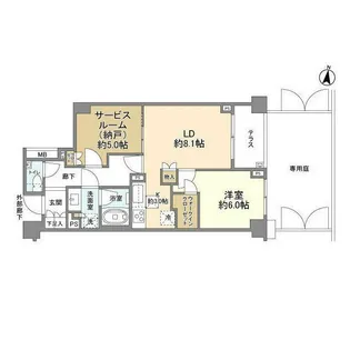 ブランズ弦巻二丁目【1階】の間取り