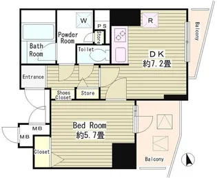 アルブル高輪【11階】の間取り