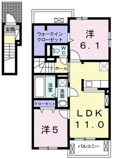 ベルアンジュ別府III【2階】の間取り