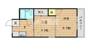 八戸ノ里グリーンハイツ【2階】の間取り