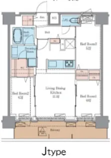 LUXENA+PAWS南行徳【10階】の間取り