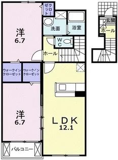 ベル・プロムナ-ドB棟【2階】の間取り
