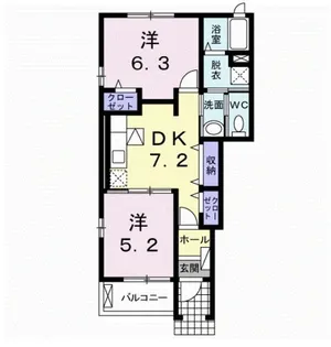 カルム・グラーツィエB【1階】の間取り