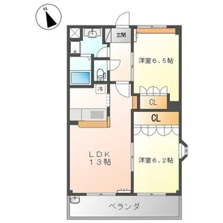 ペティハウス D【2階】の間取り