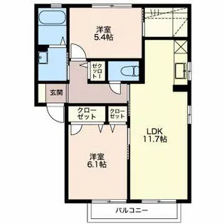 ディアコートブロード B【2階】の間取り