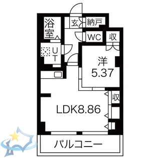 レジデンスカープ札幌【17階】の間取り