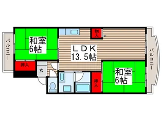 市川クロ-バ-ハイツ中臺【2階】の間取り