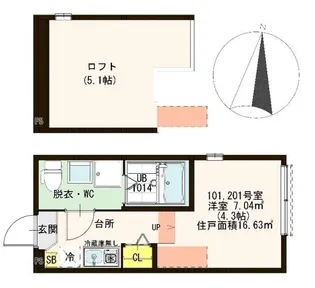 ハーモニーテラス梅島V【1階】の間取り