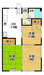 山口ハイツB【1階】の間取り