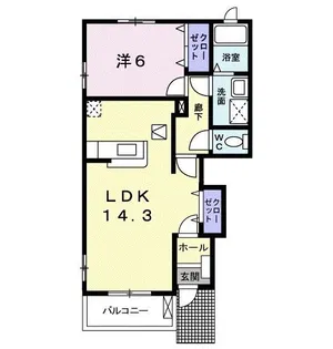 ガーデンハウスB【1階】の間取り