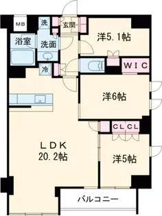 Brillia ist池尻大橋【6階】の間取り