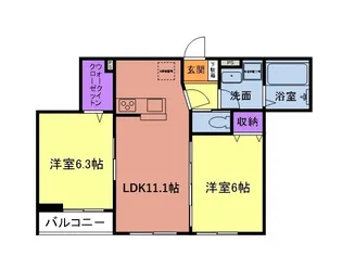 ラピリブレナカノII【1階】の間取り
