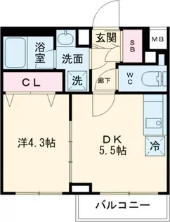 1DKの間取り画像