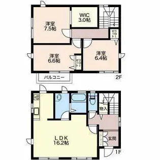 長野県松本市大字笹賀【一戸建】の間取り