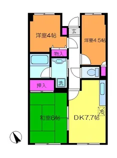 新川崎ロイヤルパレス【3階】の間取り
