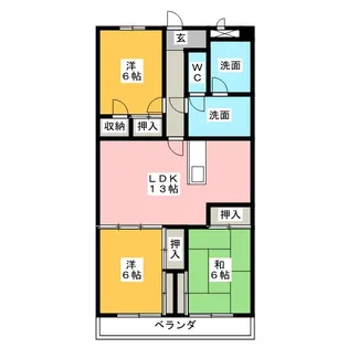 グランツ杉山I【5階】の間取り