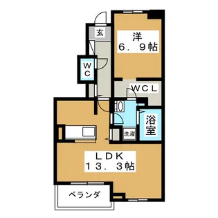 ブランドール吉岡【1階】の間取り