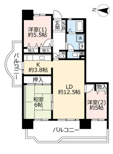UR高見フローラルタウン四番街【4階】の間取り