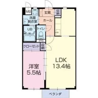 クレア一本木【1階】の間取り