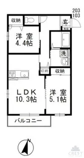 ウィズハイムMIYUKII【1階】の間取り