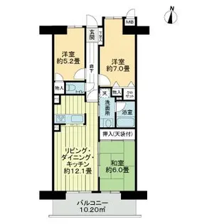 ライオンズマンション山手町【6階】の間取り
