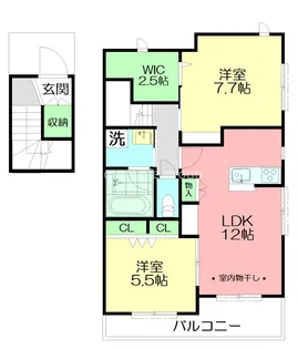 Clef Trois(クレトロワ)【2階】の間取り