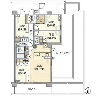 ヒルズグランデ稲毛パークフロント【4階】の間取り