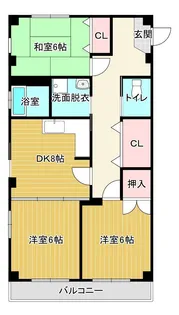 コーポラスアップヒルズA棟【2階】の間取り