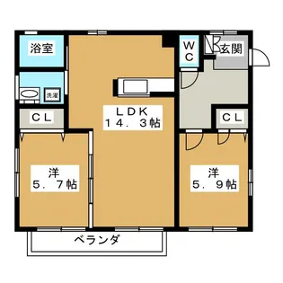 ラフィーネ栗田 N棟【1階】の間取り