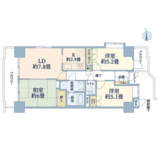 グリーンキャピタル長町II【12階】の間取り